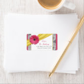 Pink Daisy Yellow Damask Hochzeitsplatten Adressaufkleber (Insitu)