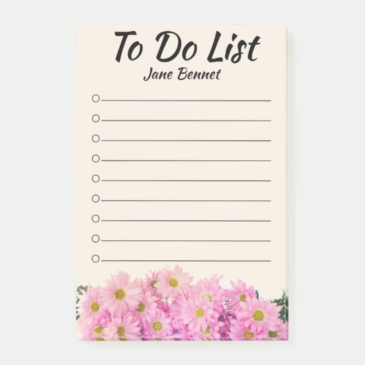 Pink Daisy zum Auflisten Personalisierter Notizen (Vorderseite)