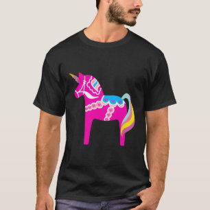 Pink Dala Horse Unicorn Schwedisches Dalecarlian P T-Shirt