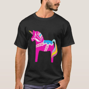 Pink Dala Horse Unicorn Schwedisches Dalecarlian P T-Shirt