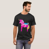 Pink Dala Horse Unicorn Schwedisches Dalecarlian P T-Shirt (Vorne ganz)