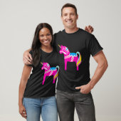 Pink Dala Horse Unicorn Schwedisches Dalecarlian P T-Shirt (Unisex)