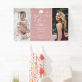 Pink damals und jetzt 2 Foto Graduation Party Banner (Insitu)