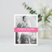Pink damals und jetzt Foto Collage Abschluss Postkarte (Stehend Vorderseite)