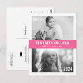 Pink damals und jetzt Foto Collage Abschluss Postkarte (Vorne/Hinten)