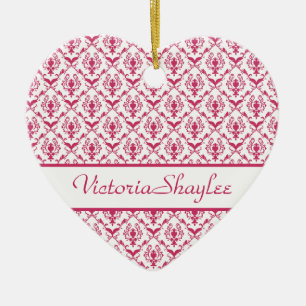 Pink Damask #2 benutzerdefinierbar Keramikornament