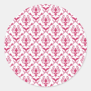 Pink Damask #2 @ VictoriaShaylee Runder Aufkleber