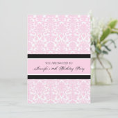 Pink Damask 30th Birthday Einladung (Stehend Vorderseite)