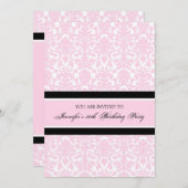 Pink Damask 30th Birthday Einladung (Vorne/Hinten)