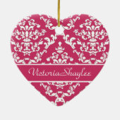 Pink Damask #3 anpassbar Keramik Ornament (Hinten)