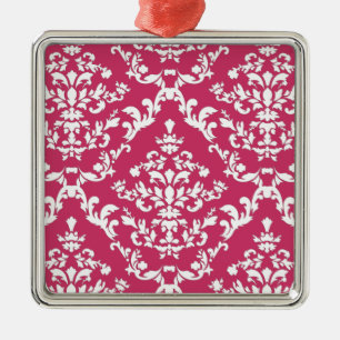 Pink Damask #3 @ VictoriaShaylee Silbernes Ornament
