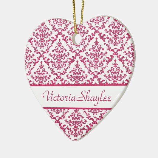 Pink Damask #4 anpassbar Keramikornament (Links)