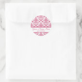 Pink Damask #4 anpassbar Runder Aufkleber (Tasche)