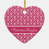 Pink Damask #5 anpassbar Keramik Ornament (Vorne)