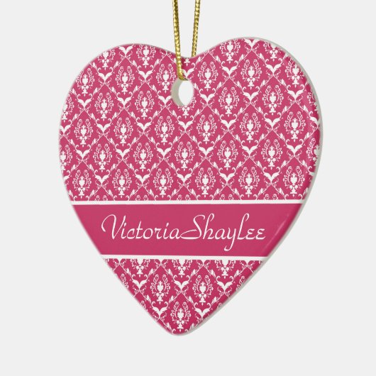 Pink Damask #5 anpassbar Keramik Ornament (Links)