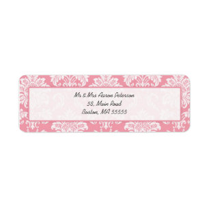 Pink Damask Anpassbare Adressenmarken