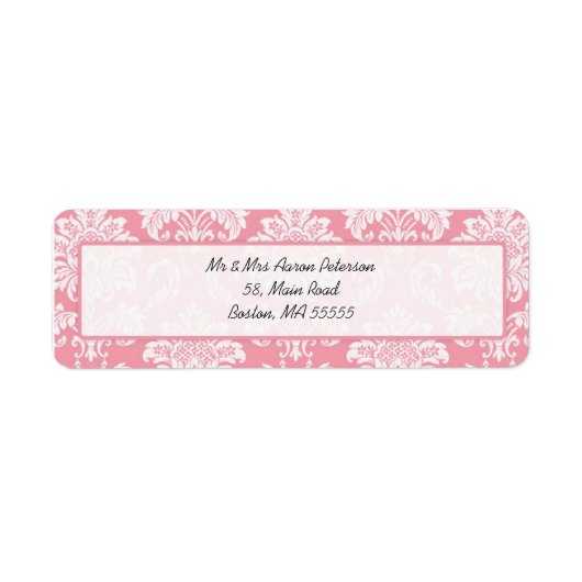 Pink Damask Anpassbare Adressenmarken (Vorne)