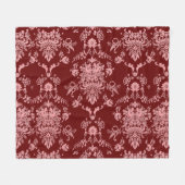 Pink Damask auf Maroon Fleecedecke (Vorderseite (Horizontal))