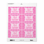 Pink Damask Baby Girl Name Personalisierte Geburt (Vorne)