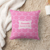 Pink Damask Baby Girl Name Personalisierte Geburt Kissen (Decke)