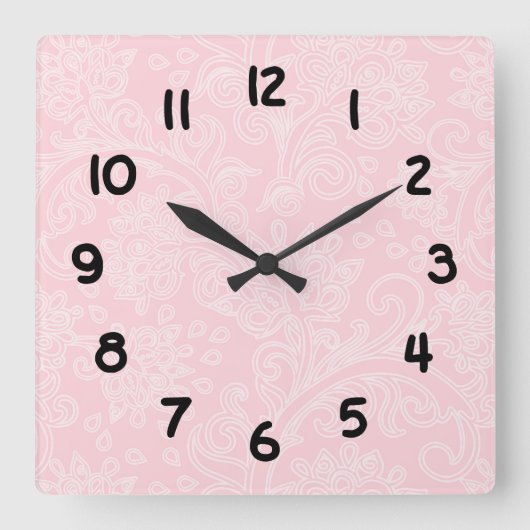 Pink Damask Baby Kinderzimmer Moderne Wanduhr (Vorderseite)
