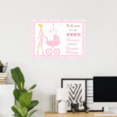 Pink Damask Blonde Babydusche Poster (Heimbüro)