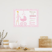 Pink Damask Blonde Babydusche Poster (Küche)