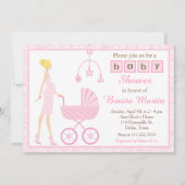 Pink Damask Blonde erwartet Girl Baby Dusche Einladung (Vorderseite)