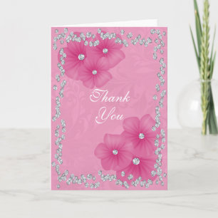 Pink Damask & Blume Vielen Dank Dankeskarte