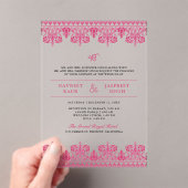Pink Damask Border Anand Karaj Sikh Wedding Acryleinladungen (Insitu (Handheld))