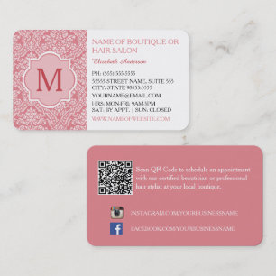Pink-Damask-Boutique-Frisörsalon Visitenkarte
