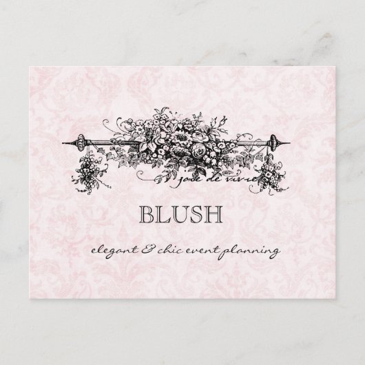Pink Damask Business Postkarten (Vorderseite)