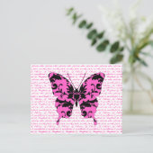 Pink Damask Butterfly Collage Postkarte (Stehend Vorderseite)