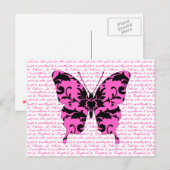 Pink Damask Butterfly Collage Postkarte (Vorne/Hinten)