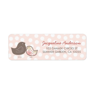 Pink Damask Chicks Girl Baby Dusche Adressetikette