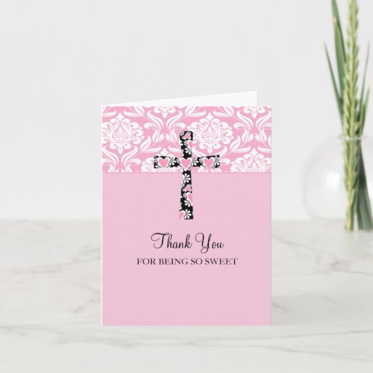 Pink Damask Cross Girl's Danke (Vorderseite)