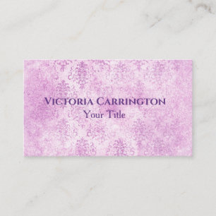 Pink Damask Elegante Vintage Typografie Visitenkarte
