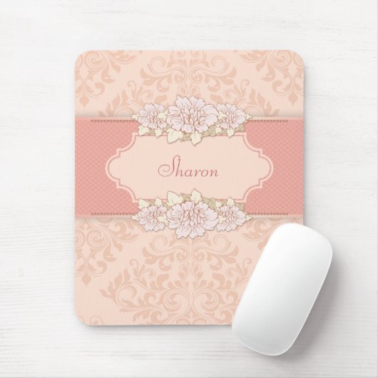 Pink Damask Floral Mousepad (Mit Mouse)