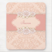 Pink Damask Floral Mousepad (Vorne)