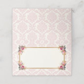Pink Damask Floral Princess Fairytale  Platzkarte (Außenseite Aufgefaltet)