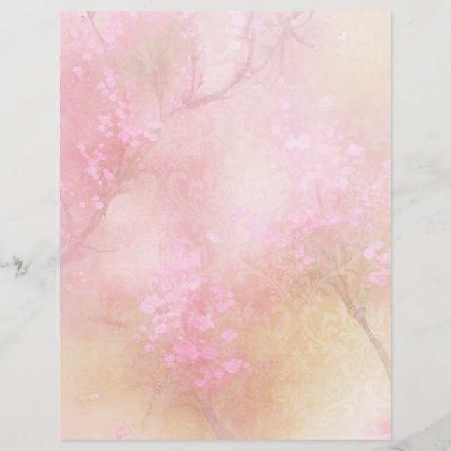 Pink Damask & Floral Scrapbook Papier (Vorderseite)