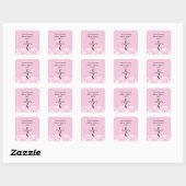 Pink Damask Girls TaufeDanke-Aufkleber Quadratischer Aufkleber (Blatt)