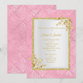 PINK DAMASK GOLD LEAF ELEGANT CLASSY WEDD EINLADUNG (Vorne/Hinten)