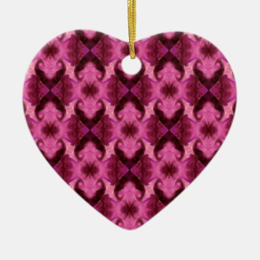 Pink Damask Herz Keramikornament (Vorne)