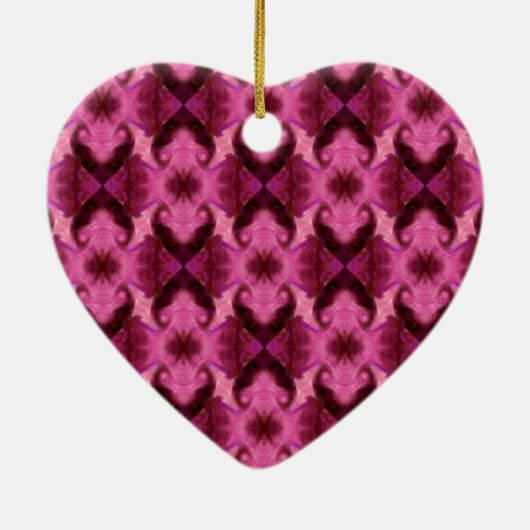 Pink Damask Herz Keramikornament (Hinten)