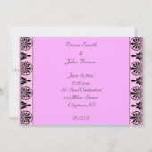 Pink Damask Hochzeit Einladung (Rückseite)