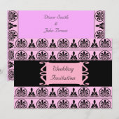 Pink Damask Hochzeit Einladung (Vorne/Hinten)