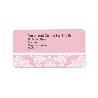 Pink Damask Hochzeitadressen-Labels Adressaufkleber