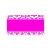 Pink Damask Hochzeitadressen-Labels Adressaufkleber (Vorne)