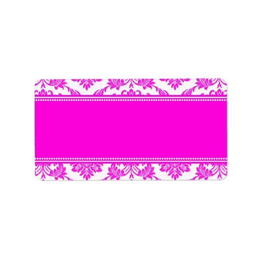 Pink Damask Hochzeitadressen-Labels Adressaufkleber (Vorne)
